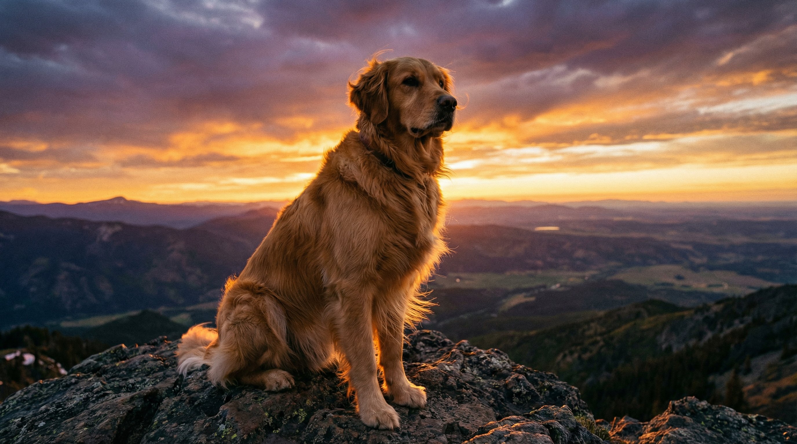 四爱金毛山巅日落视频