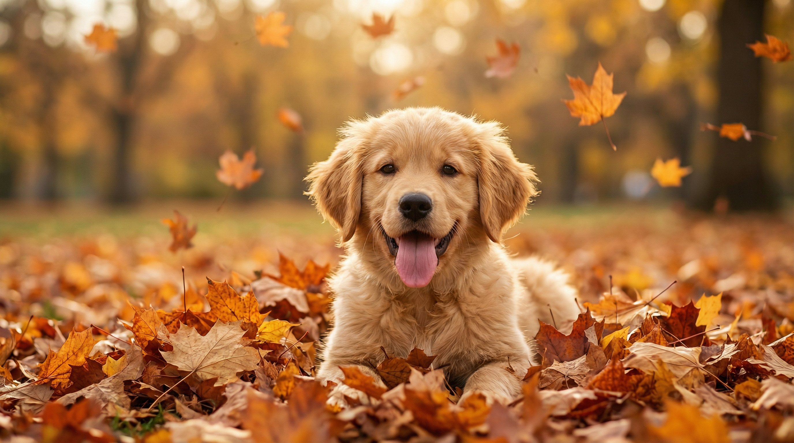 四爱金毛幼犬秋日视频