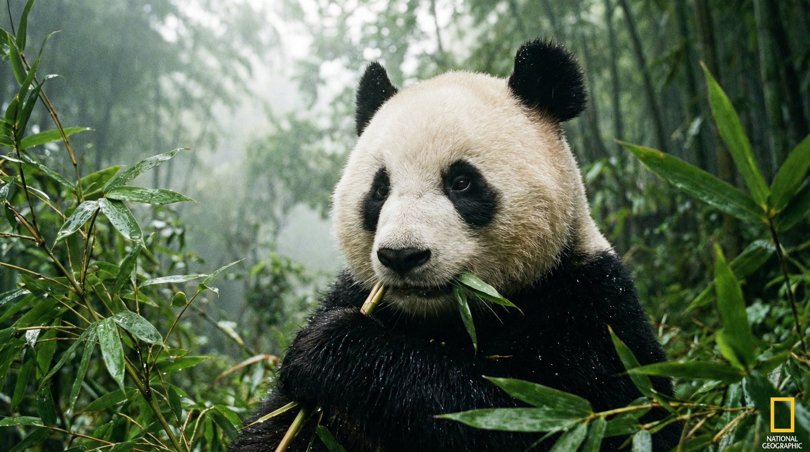 四爱熊猫吃竹子视频