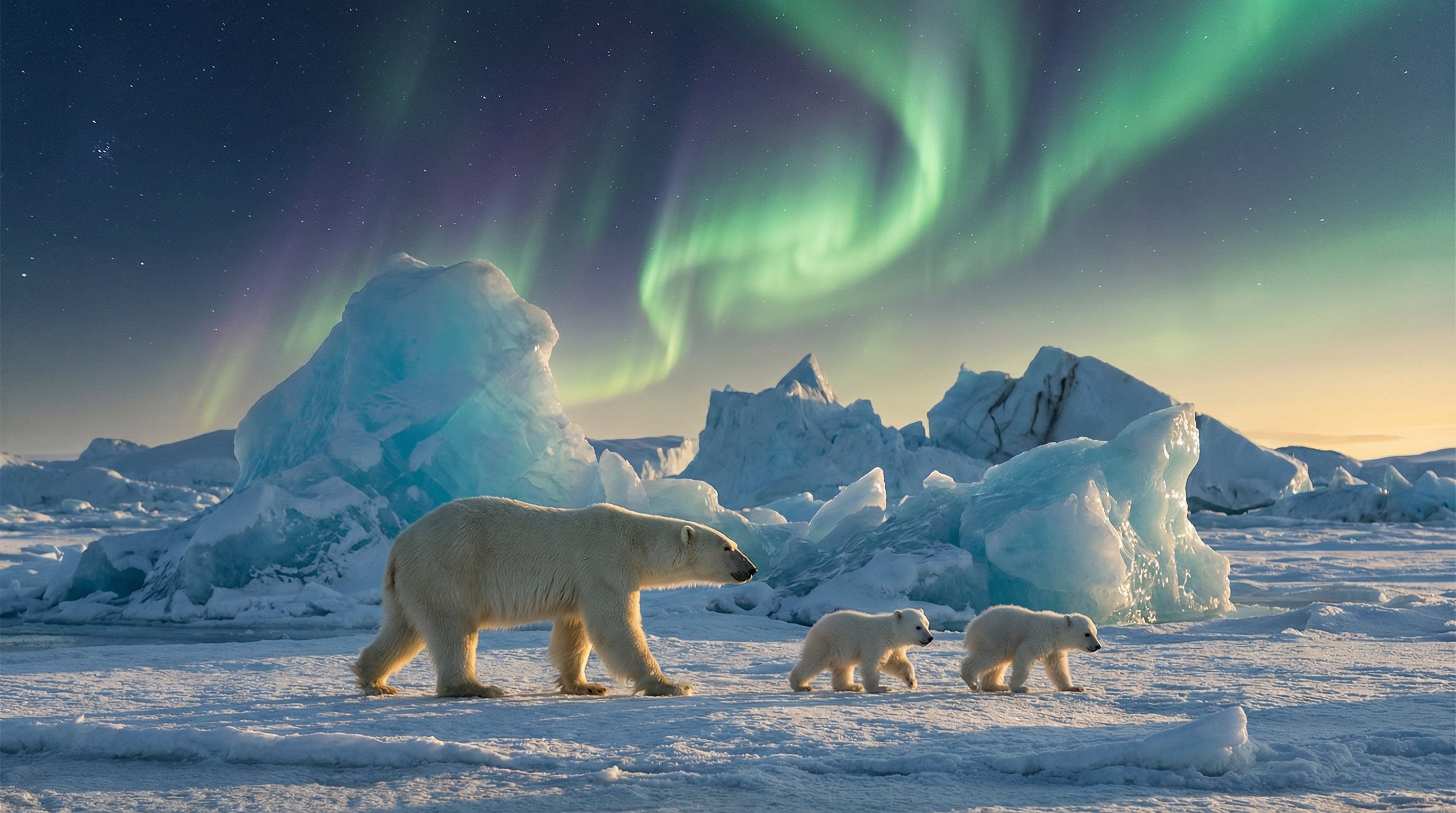 四爱北极熊极光视频